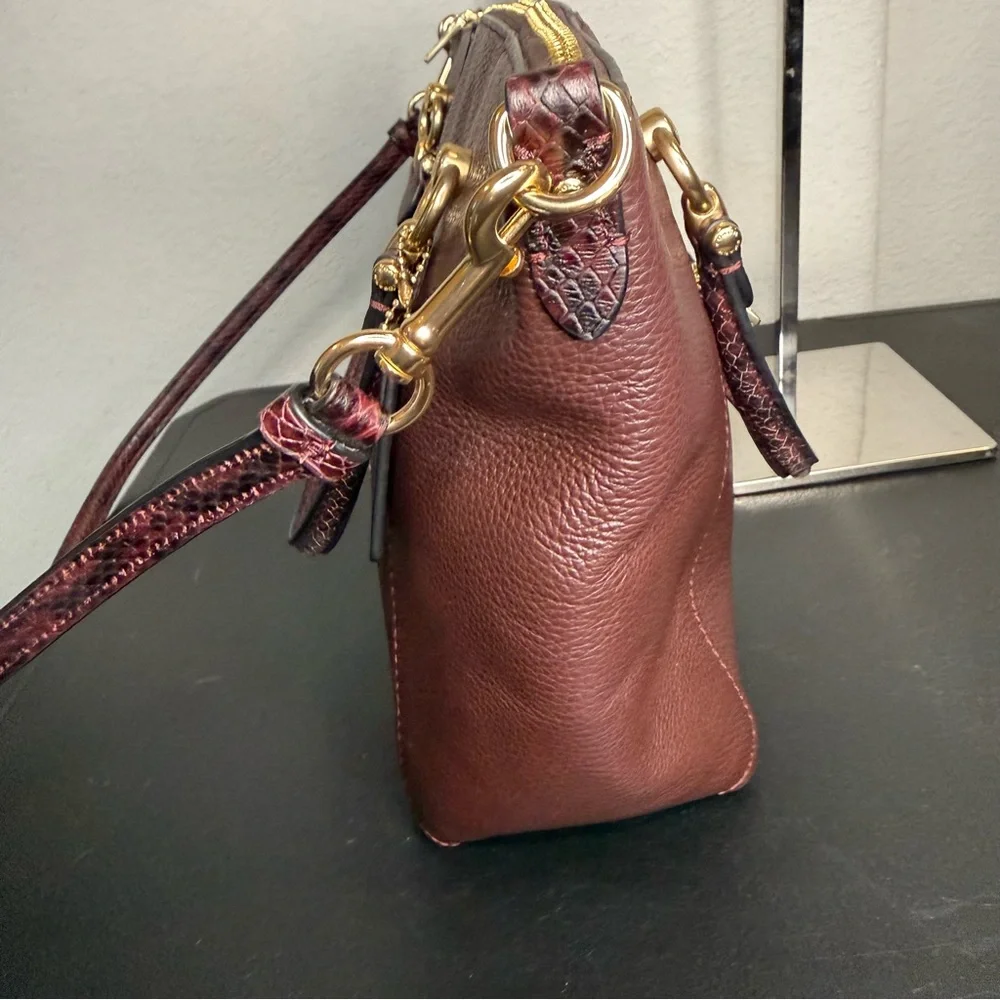 COACH Women's Kacey Satchel Crossbody Purse Cranberry Leather C6229 - Picture 8 of 12